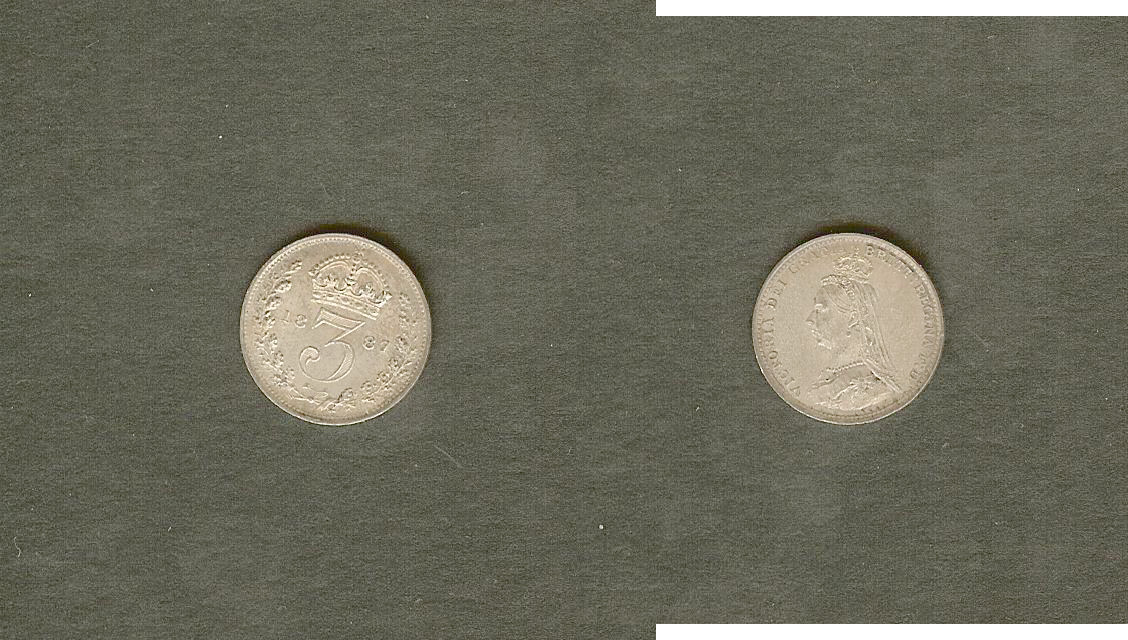 ROYAUME-UNI 3 Pence Victoria buste du jubilé 1887 BE